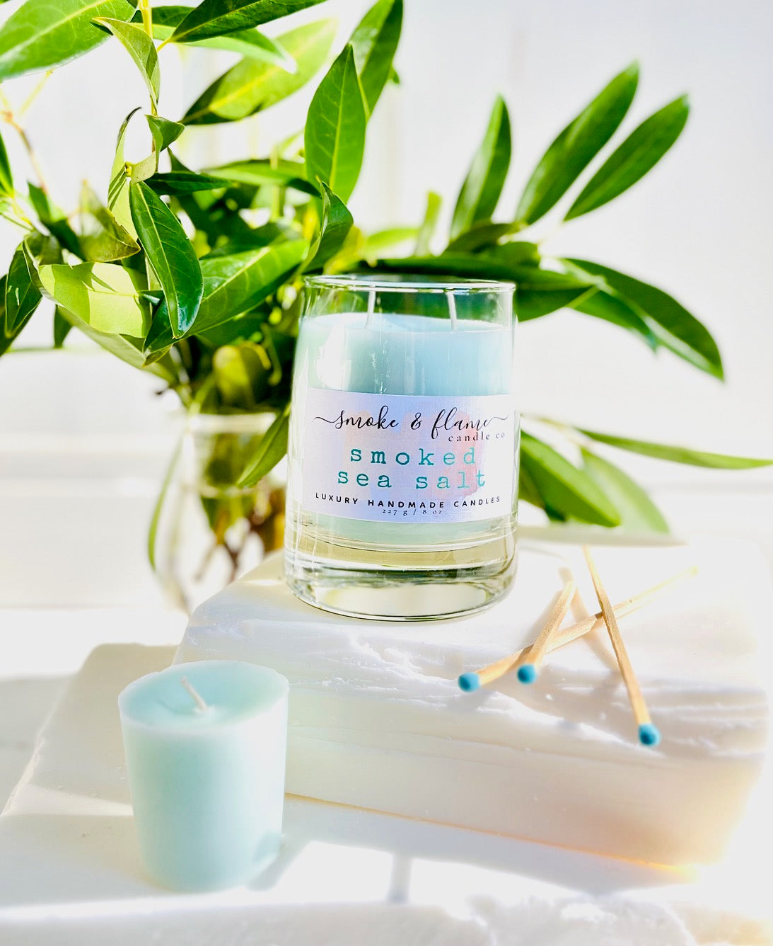 smoked sea salt luxury candle