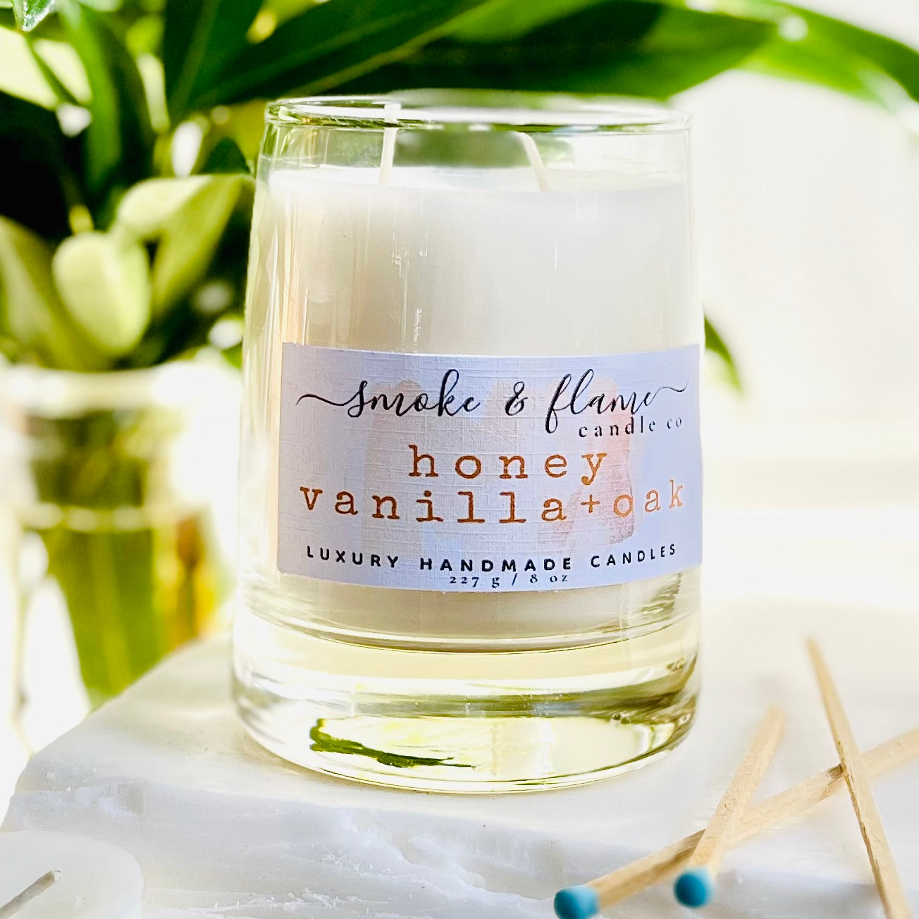 honey vanilla + oak luxury candle