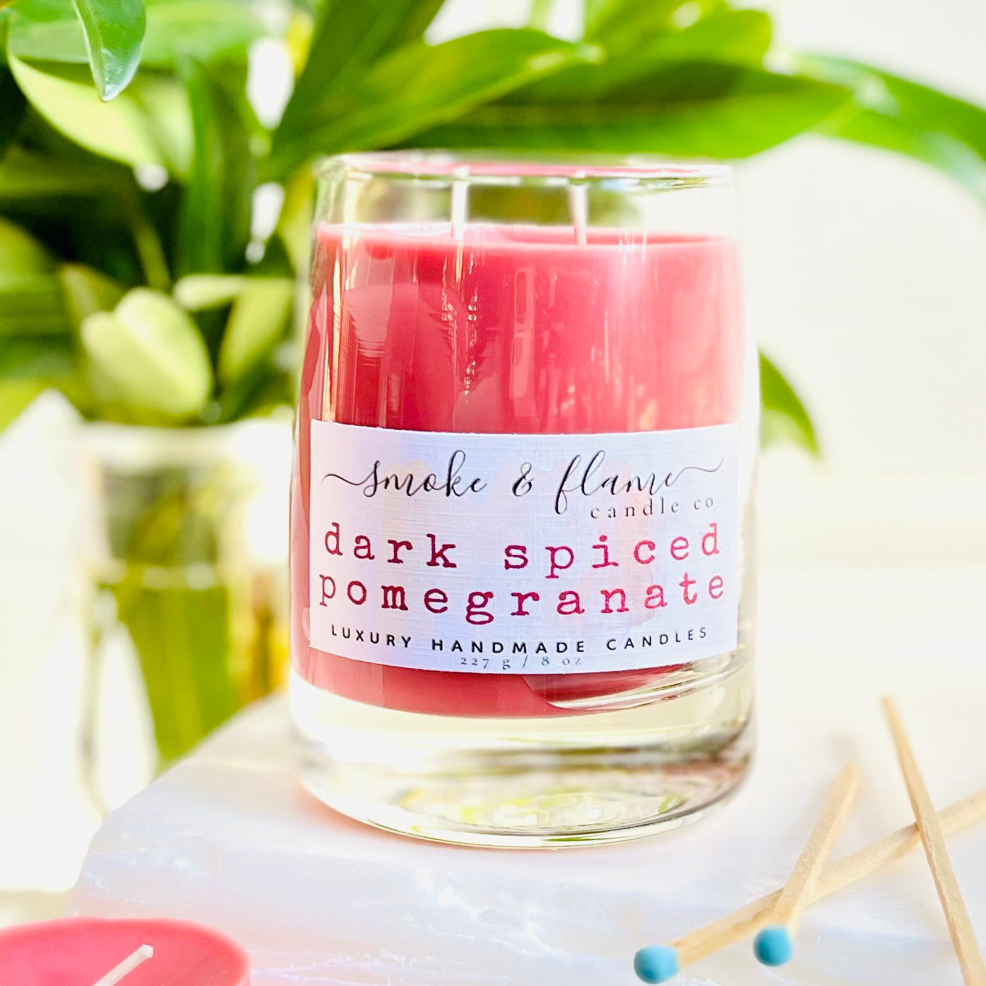 dark spiced pomegranate luxury candle